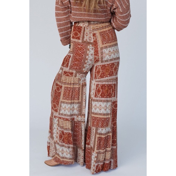 Bohemian Patchwork Wide-Leg Pants - Picture 2 of 3